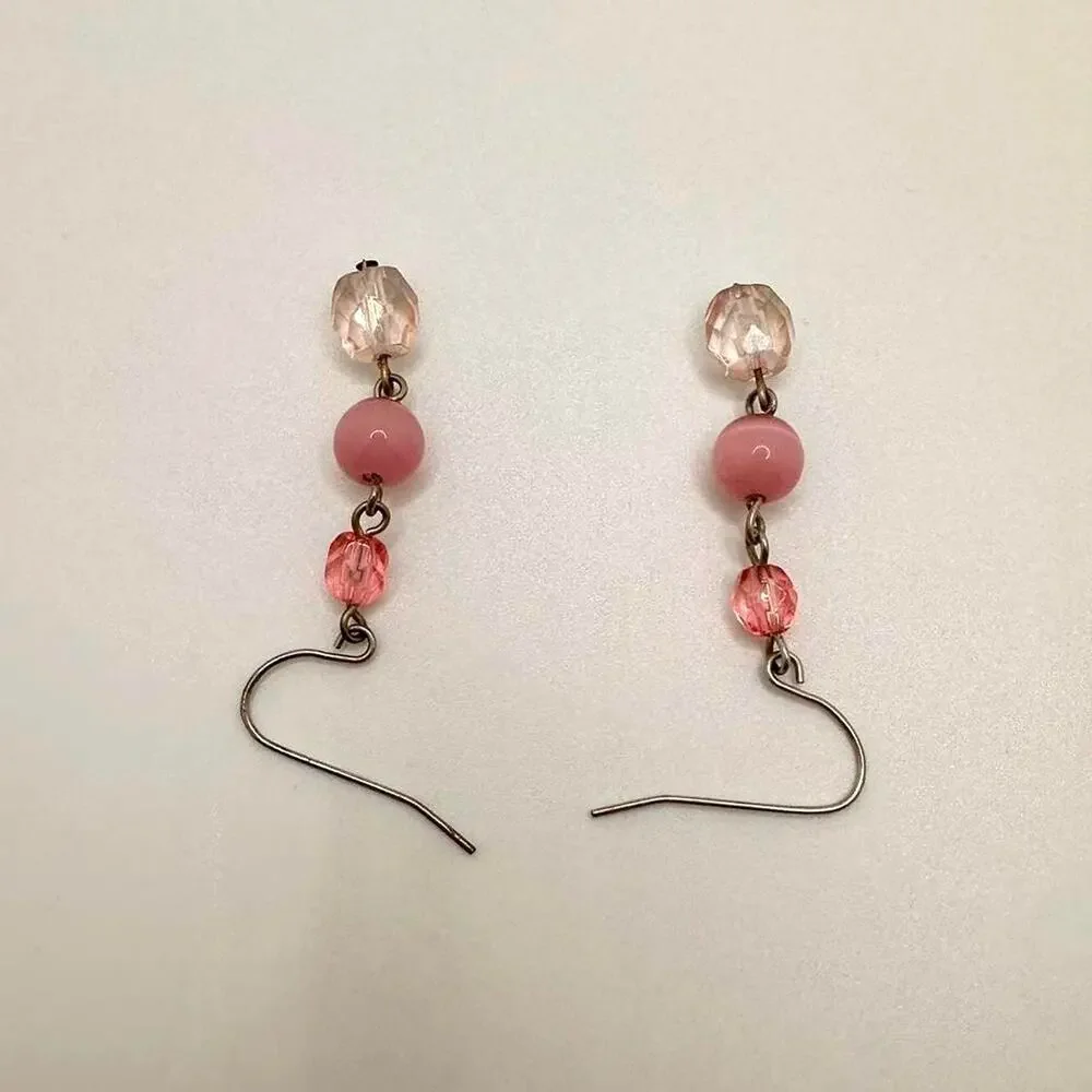 Delicate pink beaded earrings these